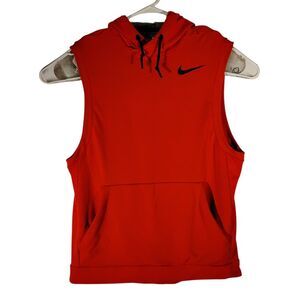 Nike sleeveless hoodie mens M Medium red sweatshirt gym athletic pullover 742618